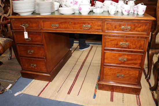 A Maple & Co walnut pedestal desk W.137cm